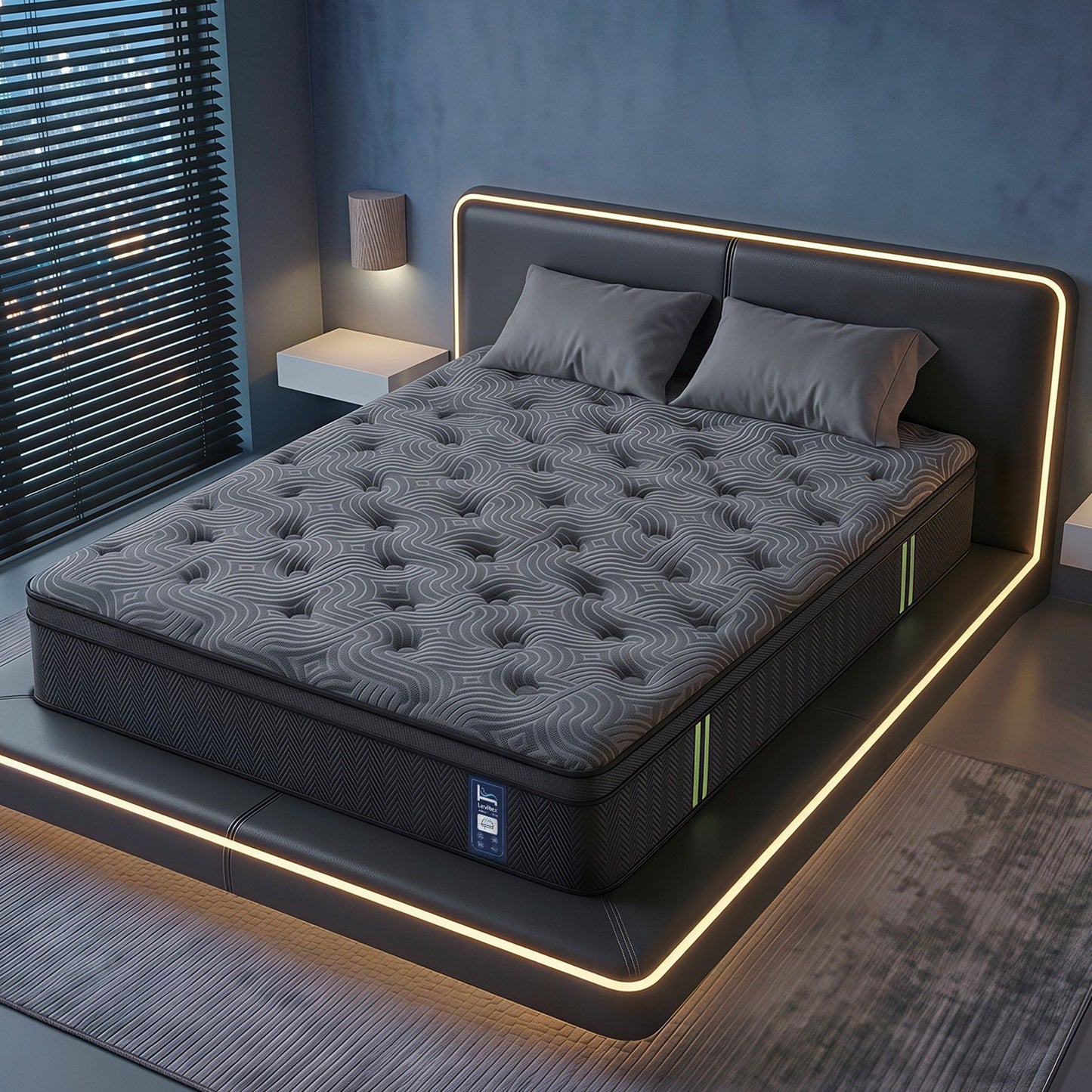 Levitex King Mattress 34 cm 5-Zone Pressure Relief Pocket Spring with Reinforced Edge Support & Breathable Gel Memory Foam Hybrid Mattress