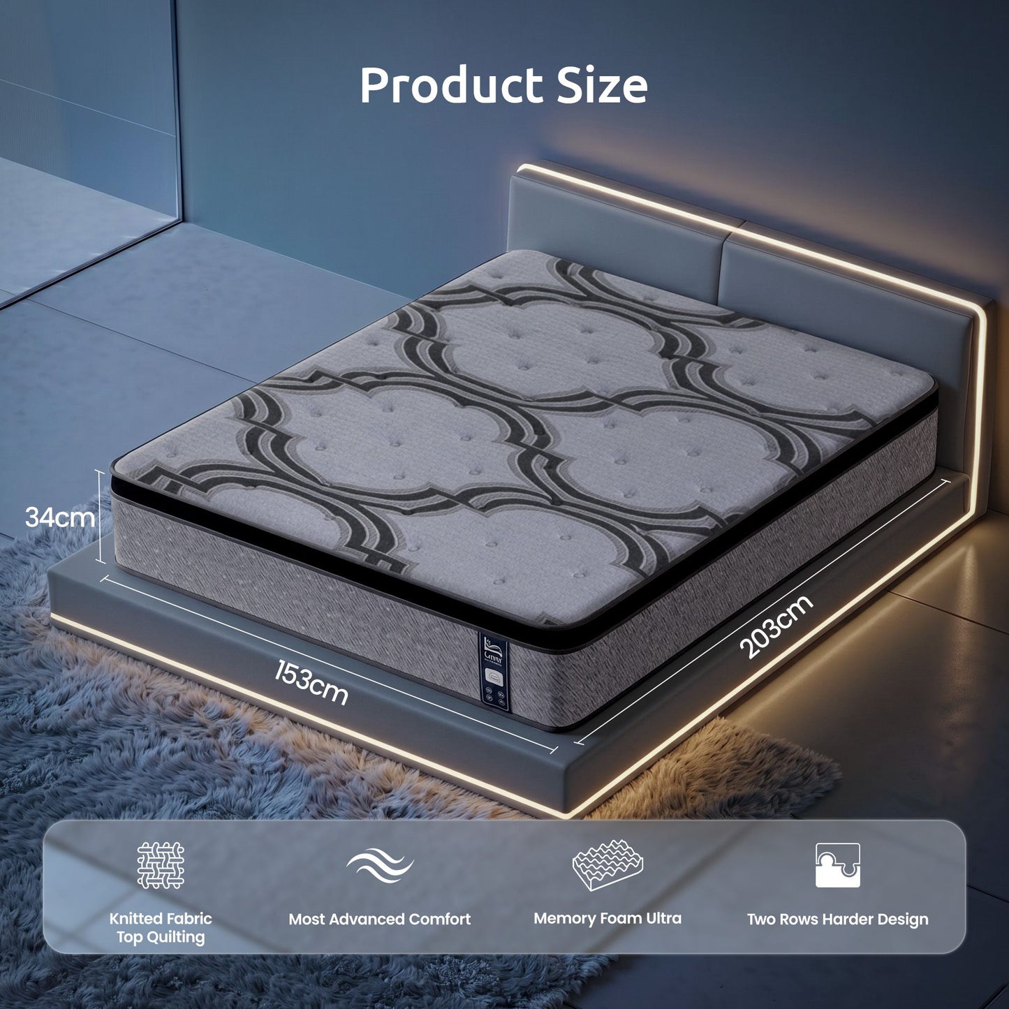 Levitex Queen Mattress 34 cm 5-Zone Pocket Spring with Latex & Memory Foam or Extra Lumbar & Shoulder Support