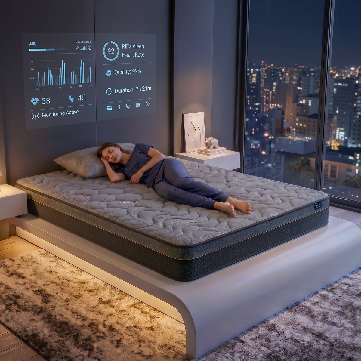 Levitex Single Mattress 25 cm Hybrid Pocket Spring with 4cm Egg Crate Foam for Deep Sleep Bamboo Charcoal Fabric
