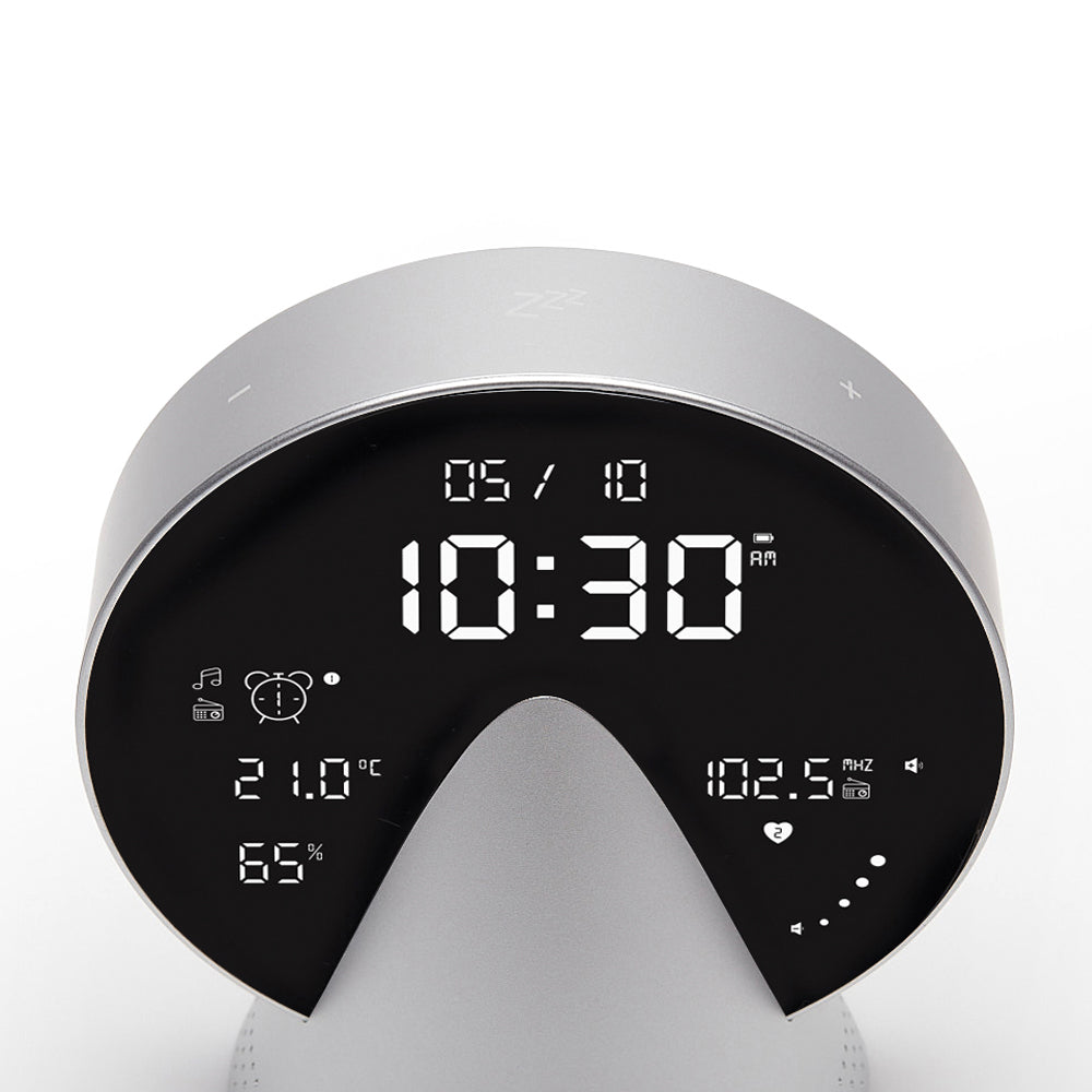 Lexon Conic Radio Alarm Clock With Fm & Built-In Bluetooth Speaker - Alu Polish