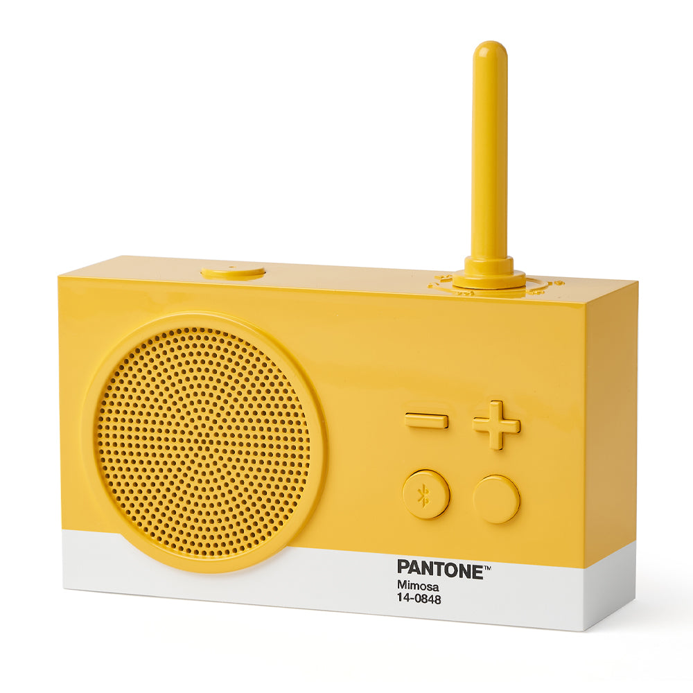 Lexon GIFT Set PANTONE - Includes Mino+ Mini Speaker, Flip Classic Clock, Mina M Lamp, Thykho 3 Speaker - Yellow