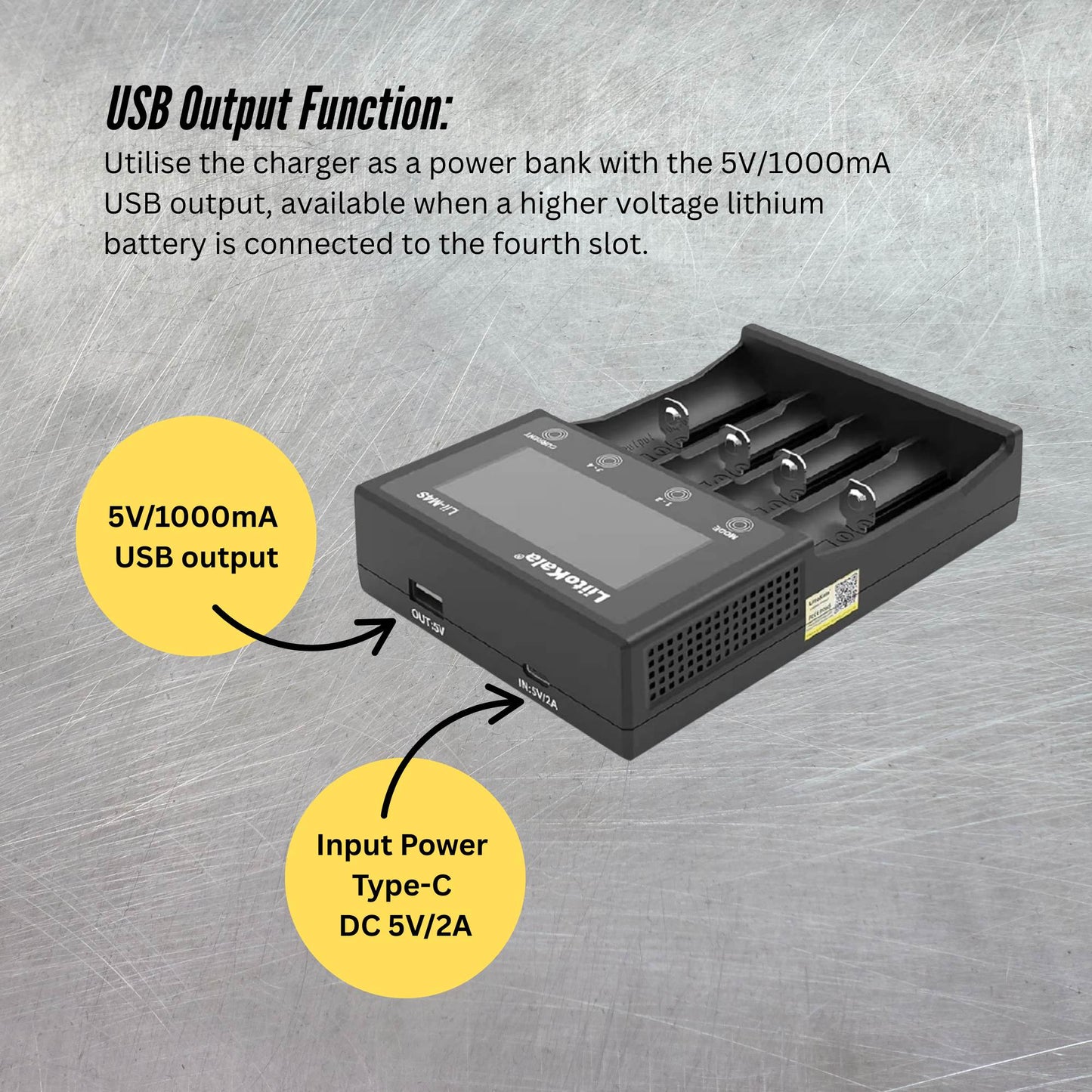 LiitoKala Lii-M4S Battery Charger LCD 4-Slot USB Li-ion NiMH Test Discharge Mode