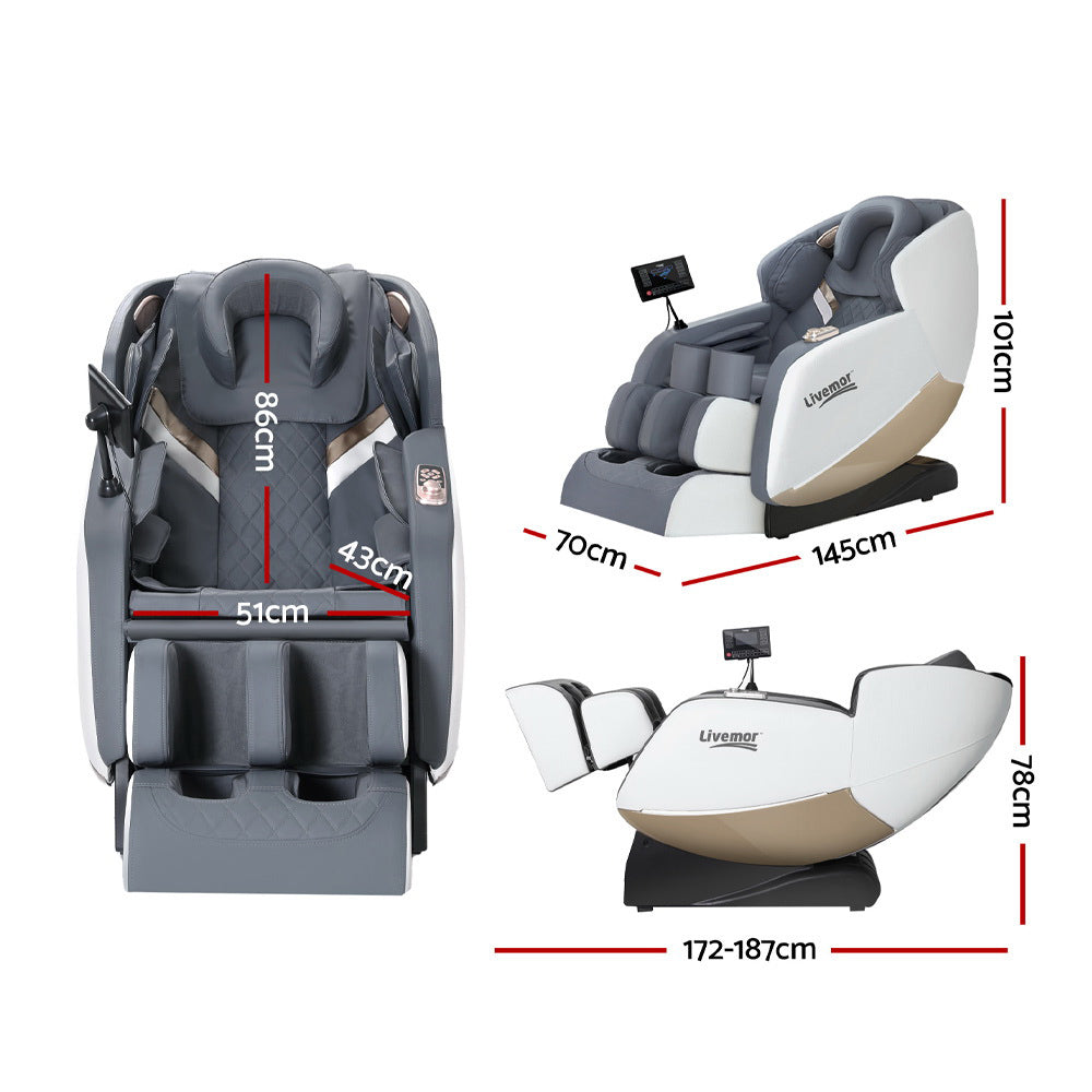 Livemor Beryl Full Body Massage Chair, Airbags Massage, Zero Gravity, with Heat, Electric Recliner