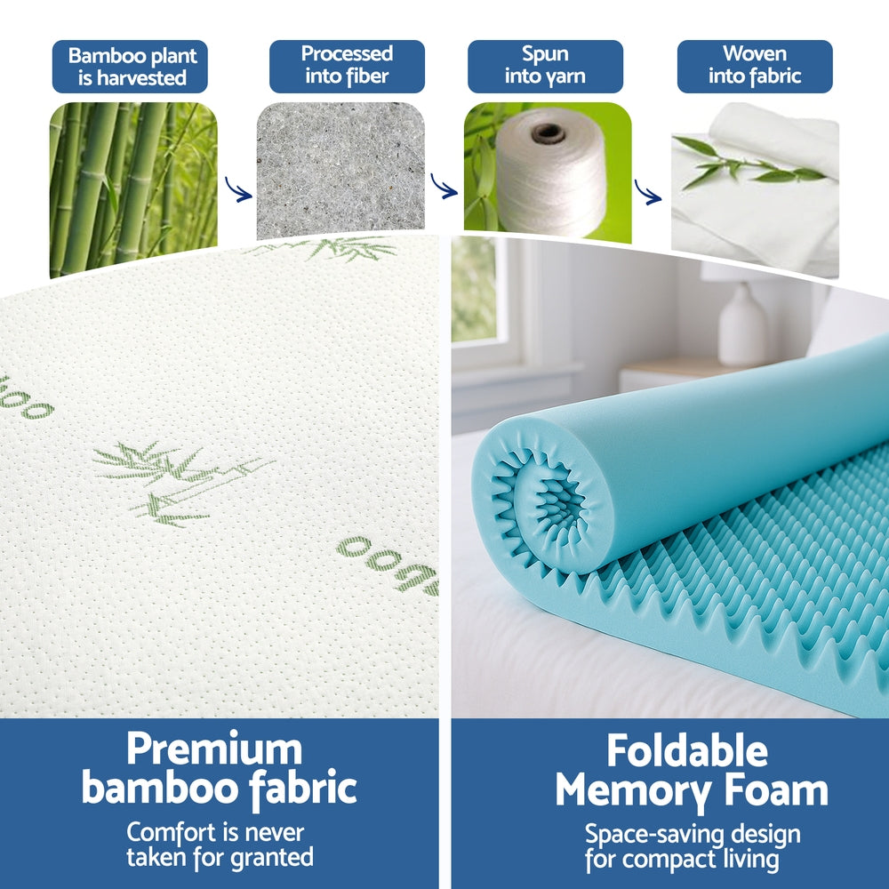 Giselle 8cm Memory Foam Mattress Topper Gel Egg Crate Foam Bamboo Queen