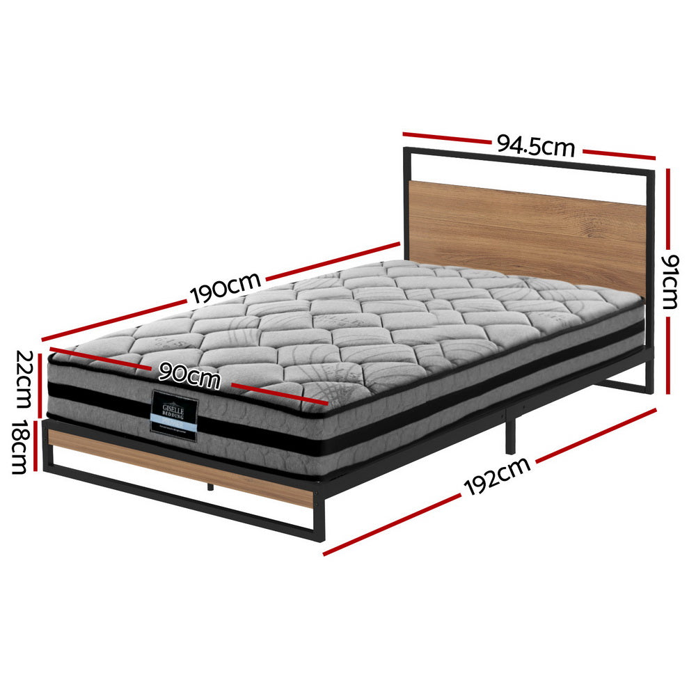 Artiss Metal Bed Frame Single Size Beds Platform with Mattress