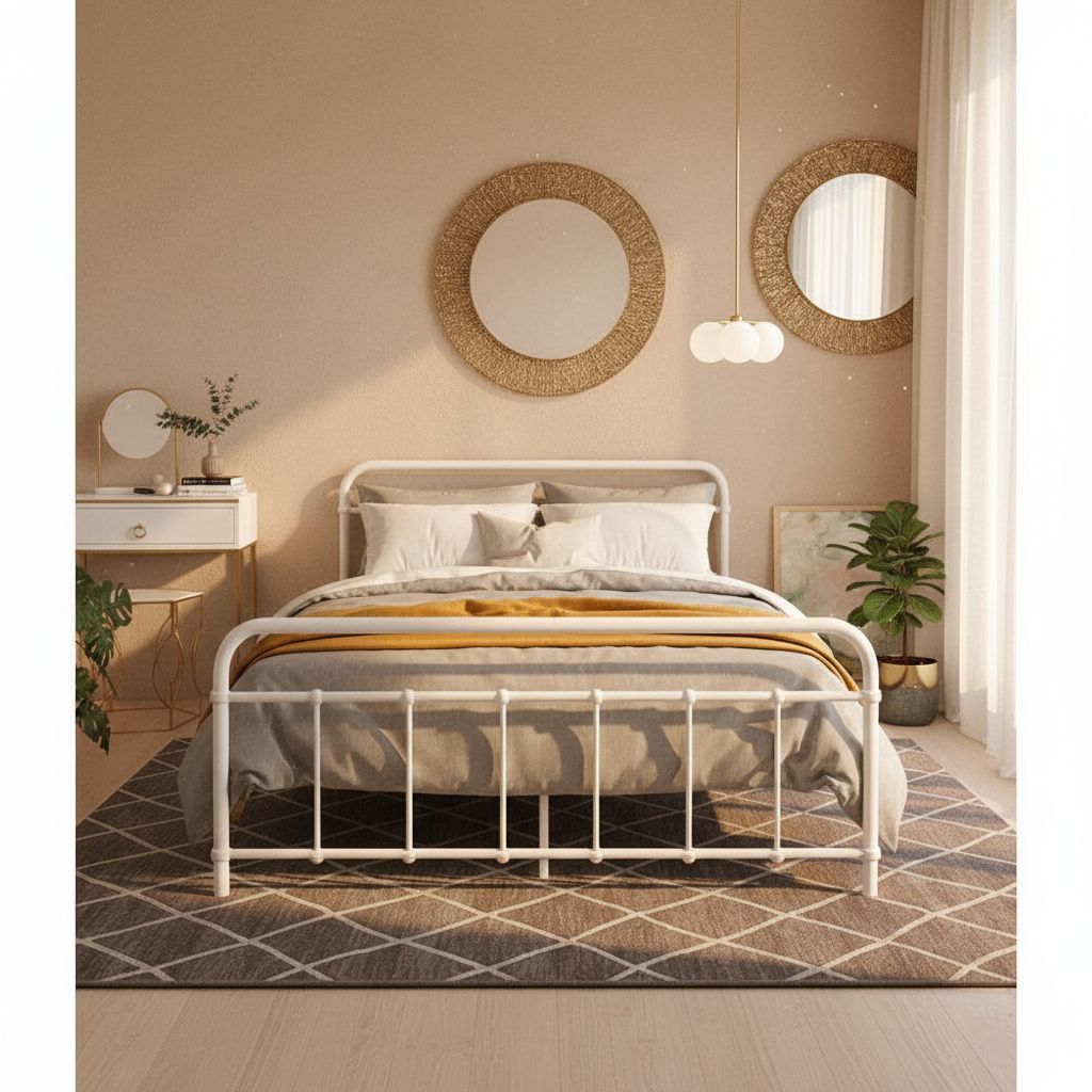 Artiss Bed Frame Metal Bed Frame LEO - Double (White)