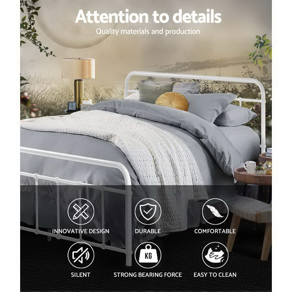 Artiss Bed Frame Metal Bed Frame LEO - Double (White)