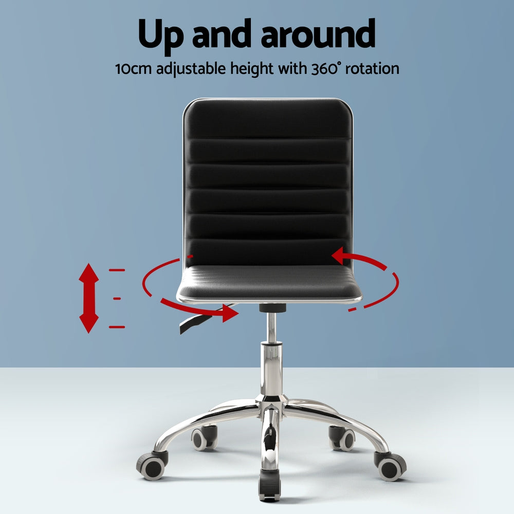 Artiss Computer Desk 120cm Executive Office Chairs Set PU Leather Low Back Black