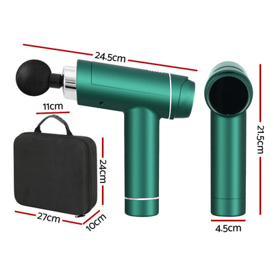 Everfit Massage Gun 30 Speed 6 Heads Vibration Muscle Massager Chargeable Green