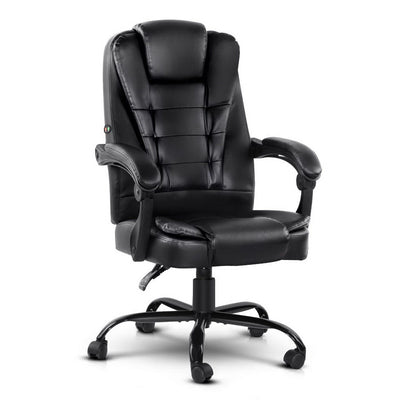 Artiss Massage Office Chair Executive Computer Gaming Chairs Black PU Leather