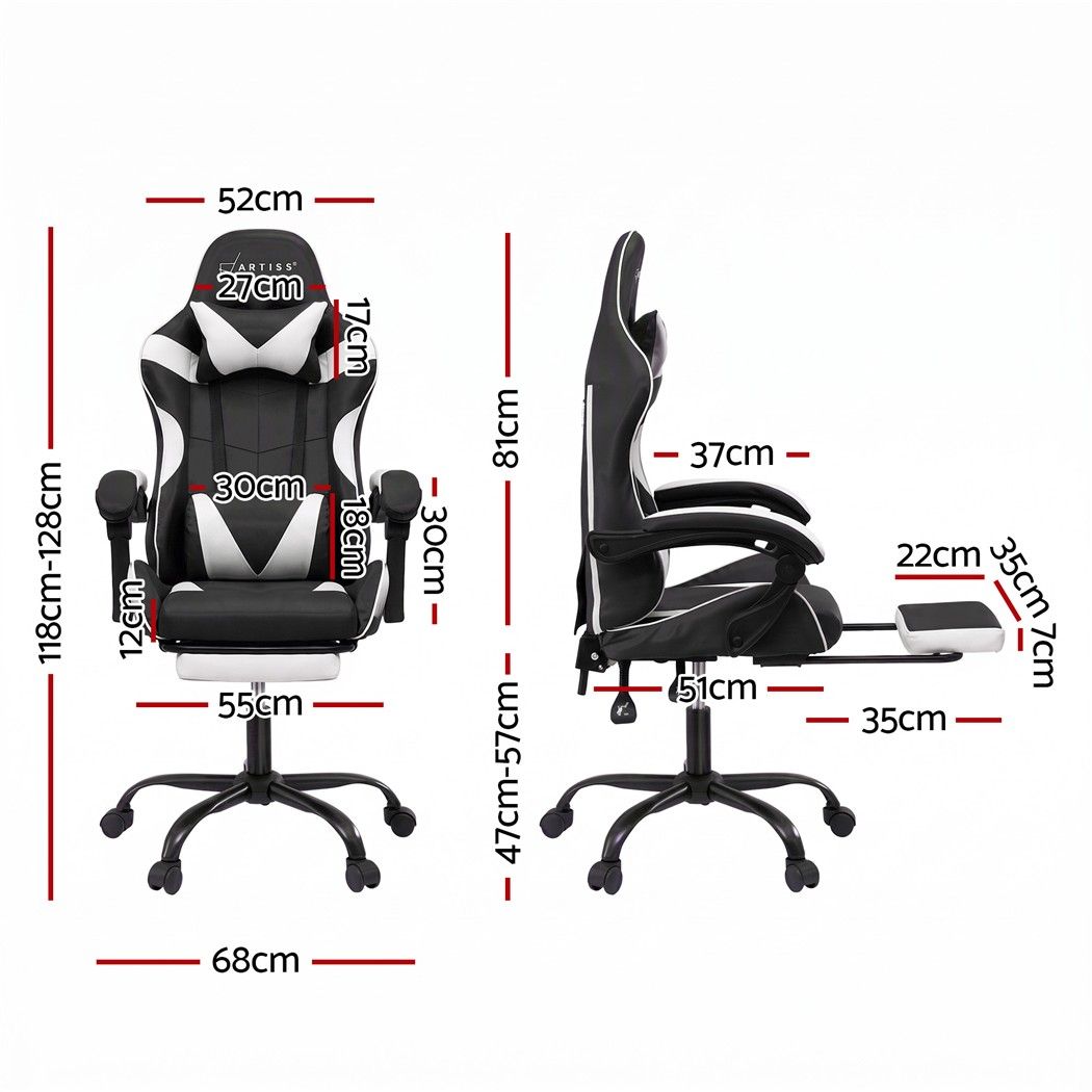 Artiss Ergonomic Gaming Office Chair with 2 Point Message Black