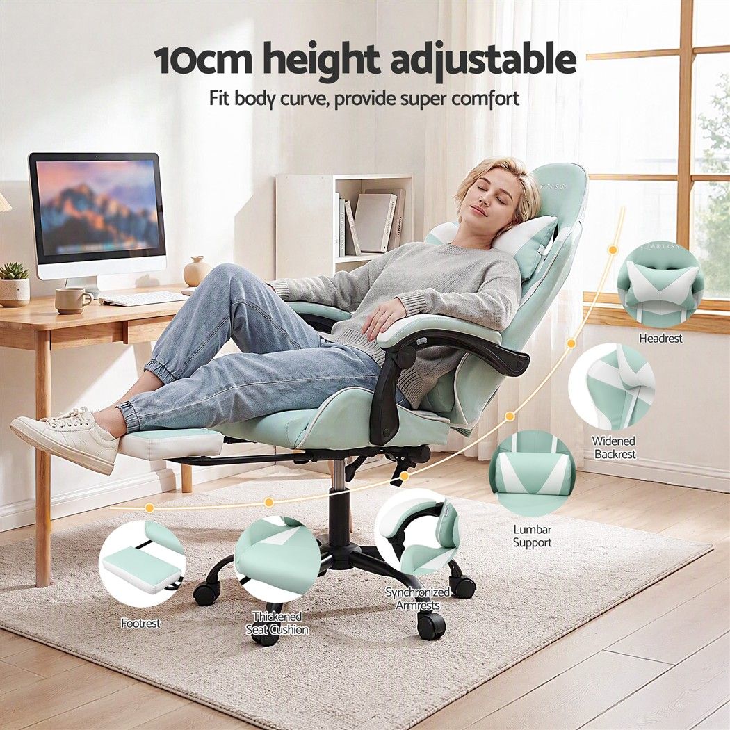 Artiss Ergonomic Gaming Office Chair with 2 Point Message Mint Green