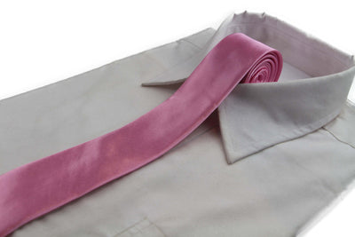 Mens Baby Pink 5cm Skinny Plain Neck Tie