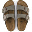 Mens Birkenstock Arizona Birko-Flor Birkibuc Stone Slip On Sandals