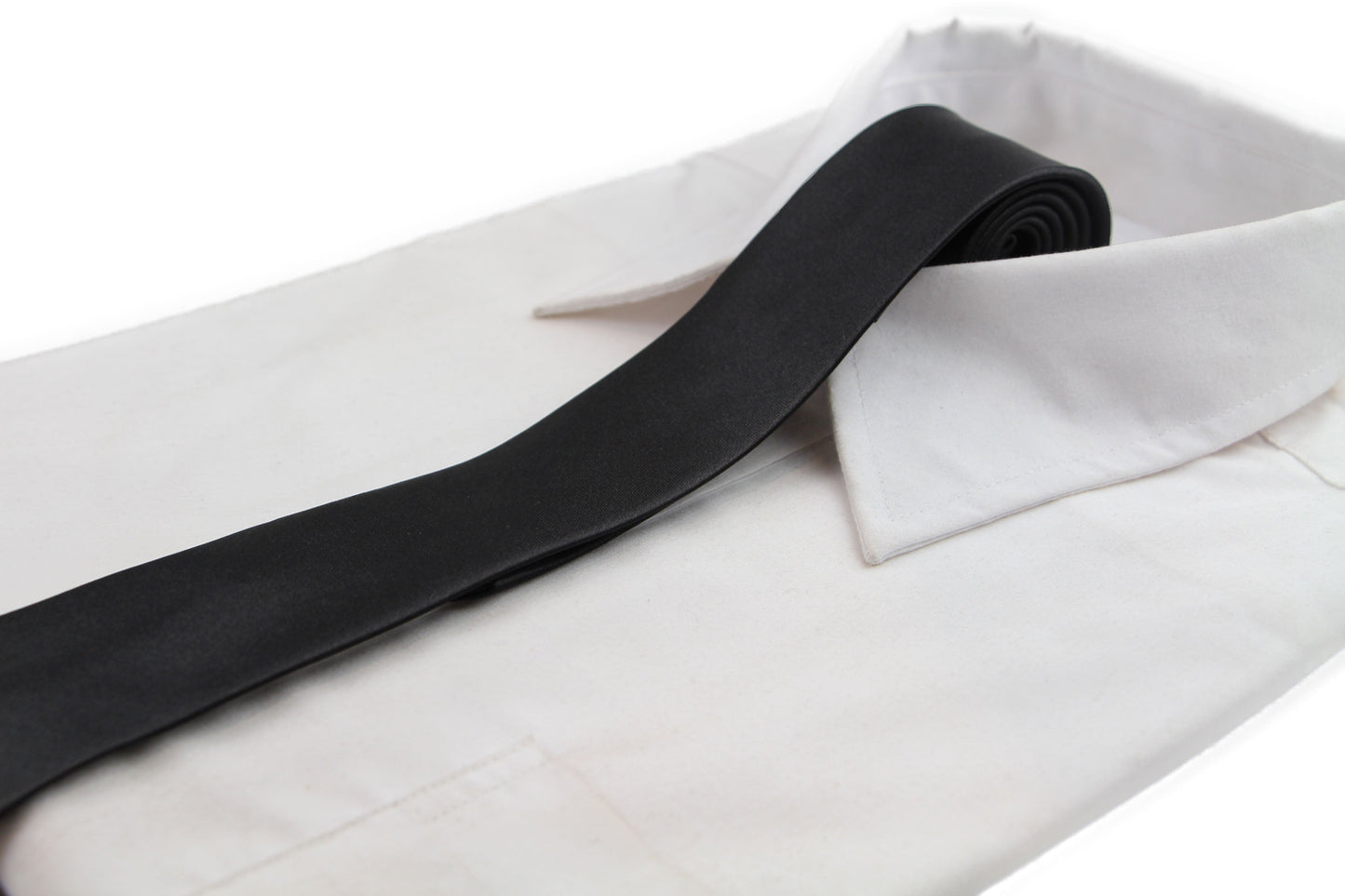 Mens Black 5cm Skinny Plain Neck Tie