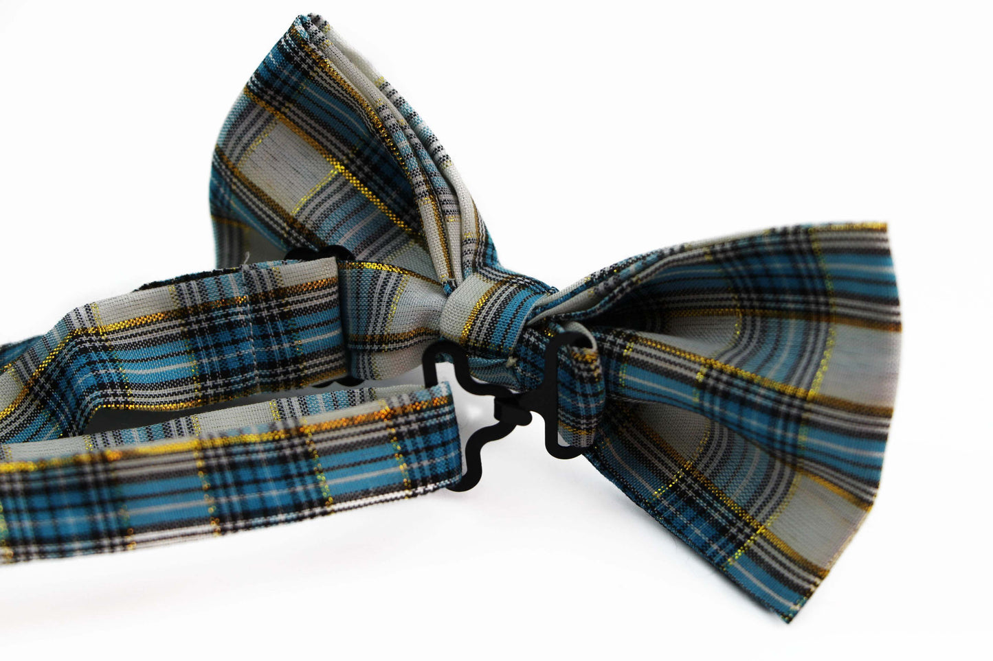 Mens Blue & White Tarten Patterned Bow Tie