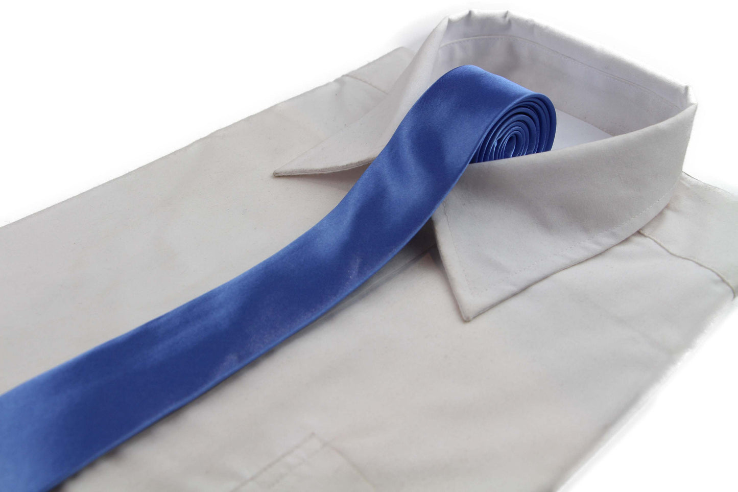 Mens Cornflower Blue 5cm Skinny Plain Neck Tie