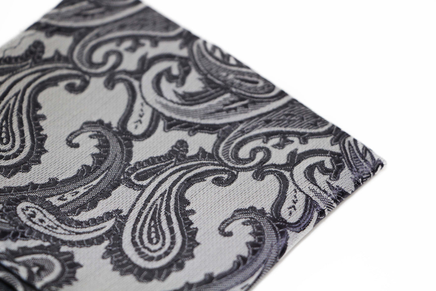 Mens Grey & Gunmetal Paisley Pocket Square