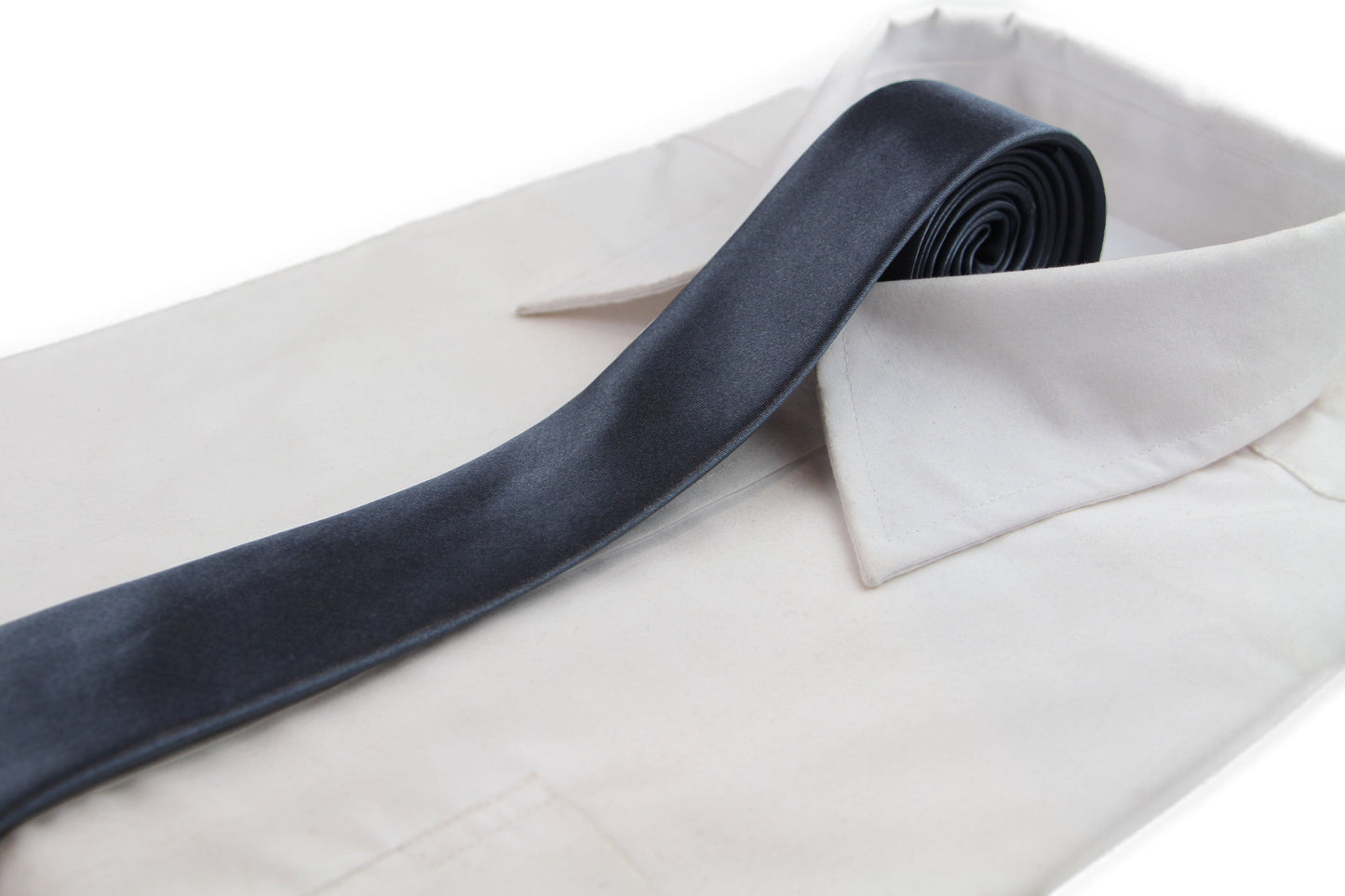Mens Gunmetal 5cm Skinny Plain Neck Tie