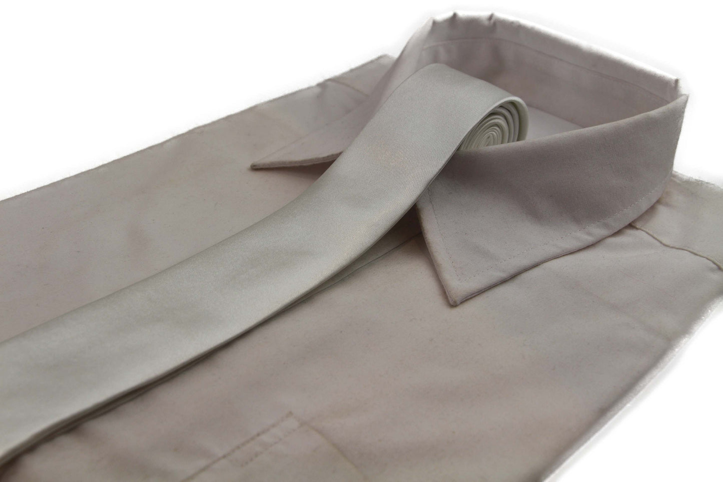 Mens Ivory 5cm Skinny Plain Neck Tie