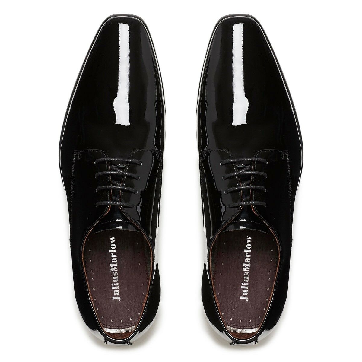 Mens Julius Marlow Jet Work Leather Black Patent Formal Lace Up Shoes