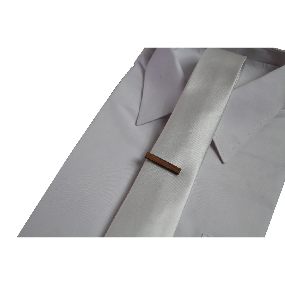Mens Light Brown Wooden Tie Clip Clasp