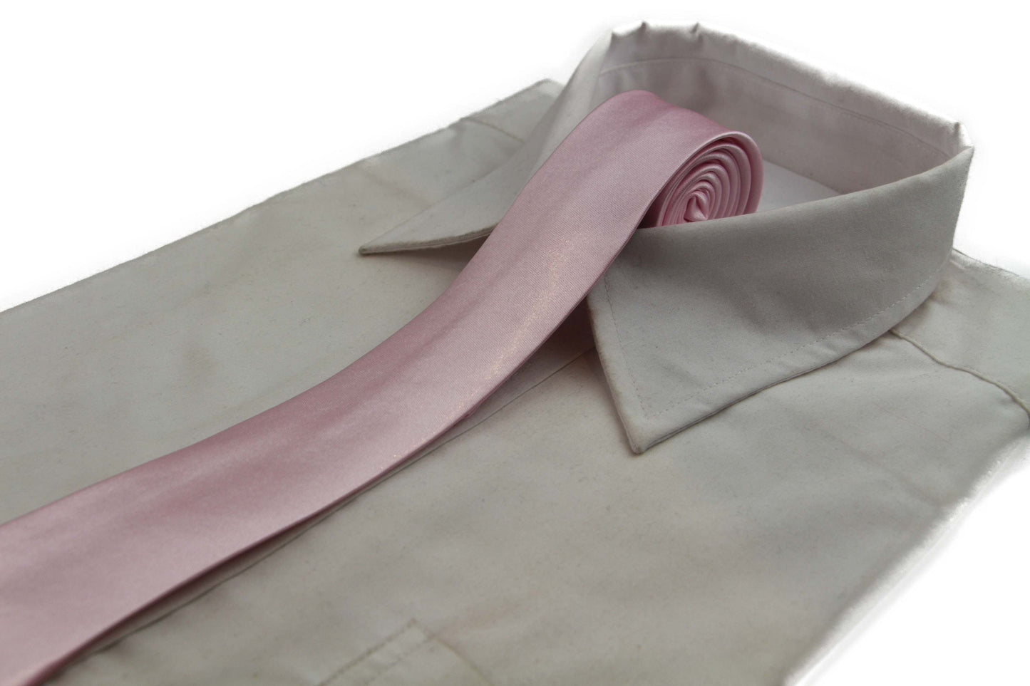 Mens Light Pink 5cm Skinny Plain Neck Tie