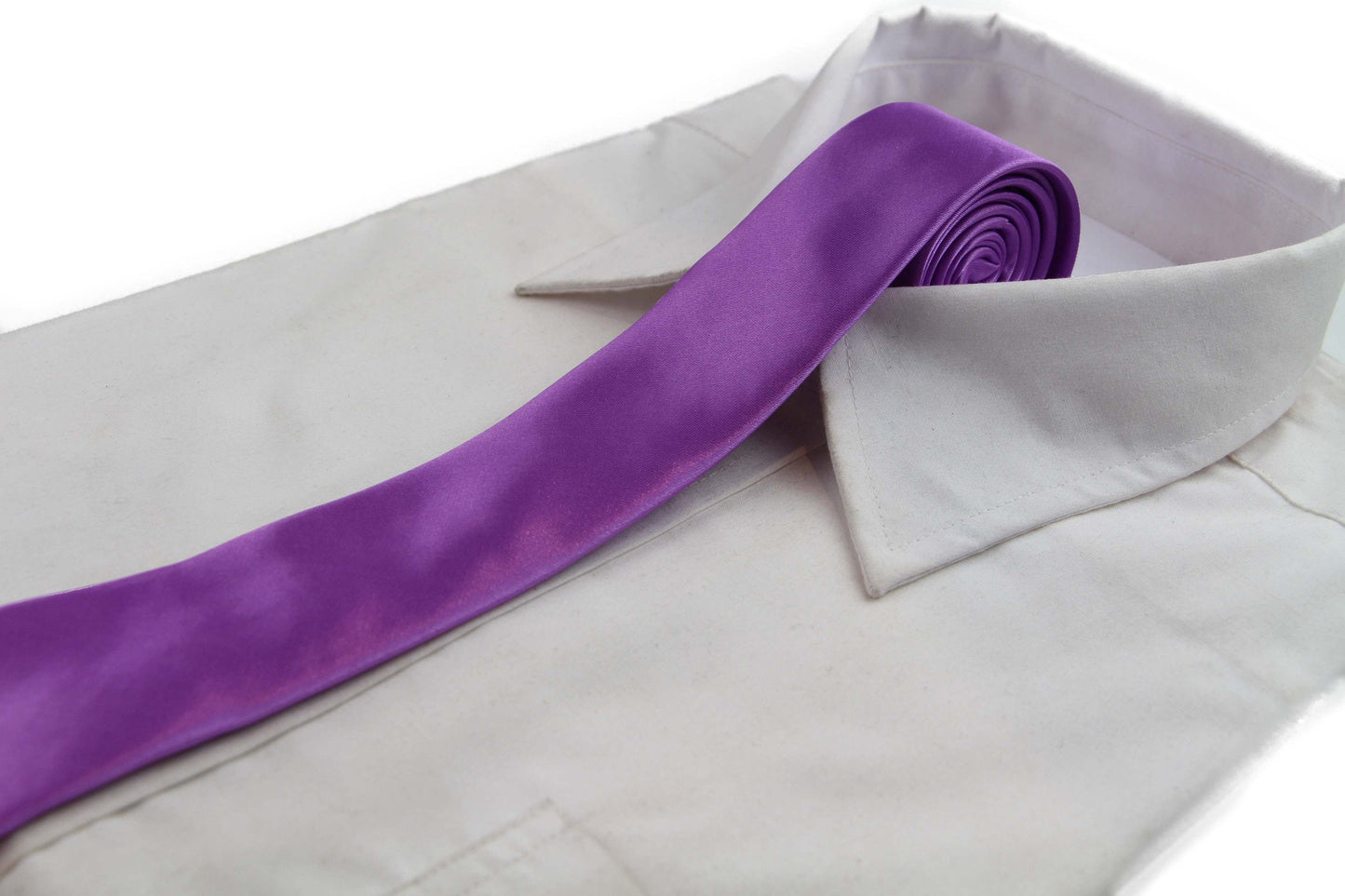 Mens Light Purple 5cm Skinny Plain Neck Tie