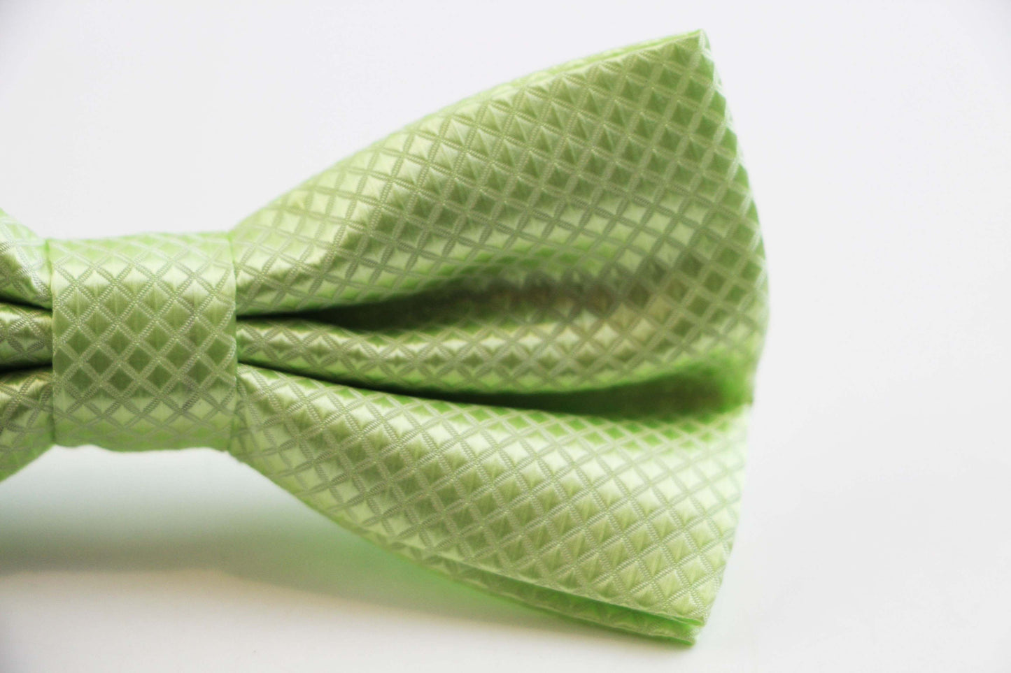 Mens Lime Plain Coloured Large Patterned Checkered Bow Tie