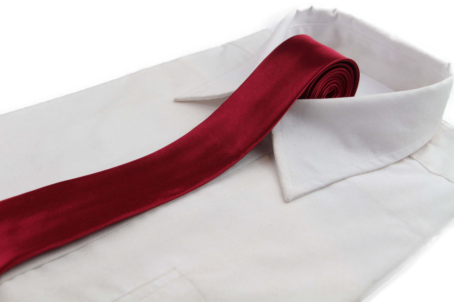 Mens Maroon 5cm Skinny Plain Neck Tie