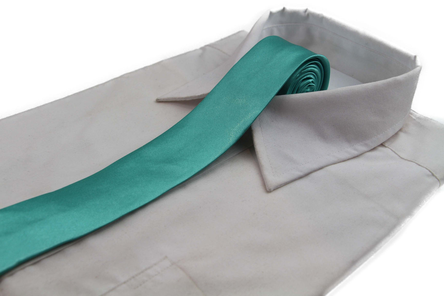 Mens Mint Green 5cm Skinny Plain Neck Tie