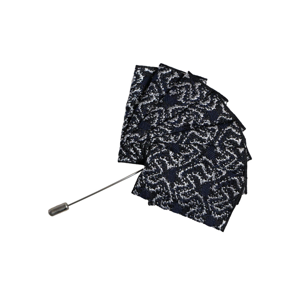 Mens Navy, Black & Silver Suit Pocket Square Blazer Jacket Lapel Pin