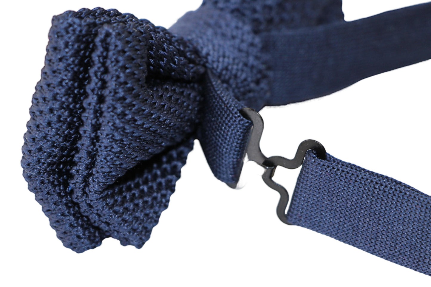 Mens Navy With White Polka Dots Knitted Bow Tie