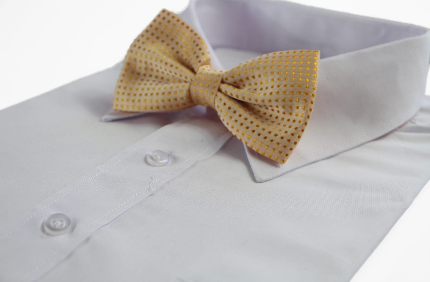 Mens Pale Orange Polka Dot Patterned Bow Tie