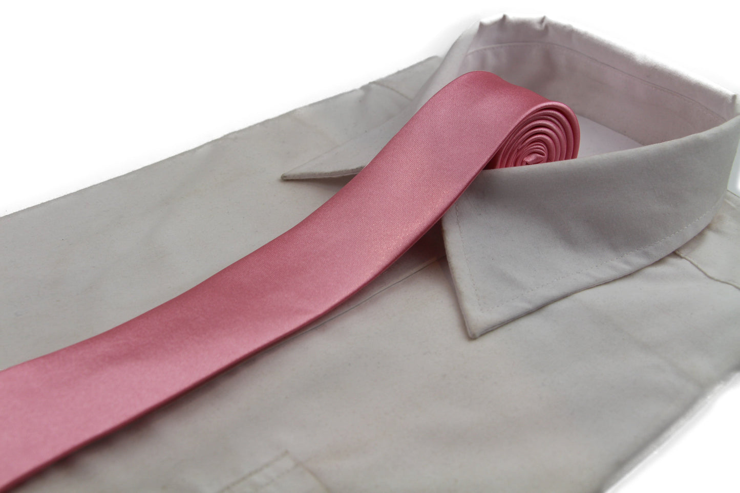 Mens Pink 5cm Skinny Plain Neck Tie