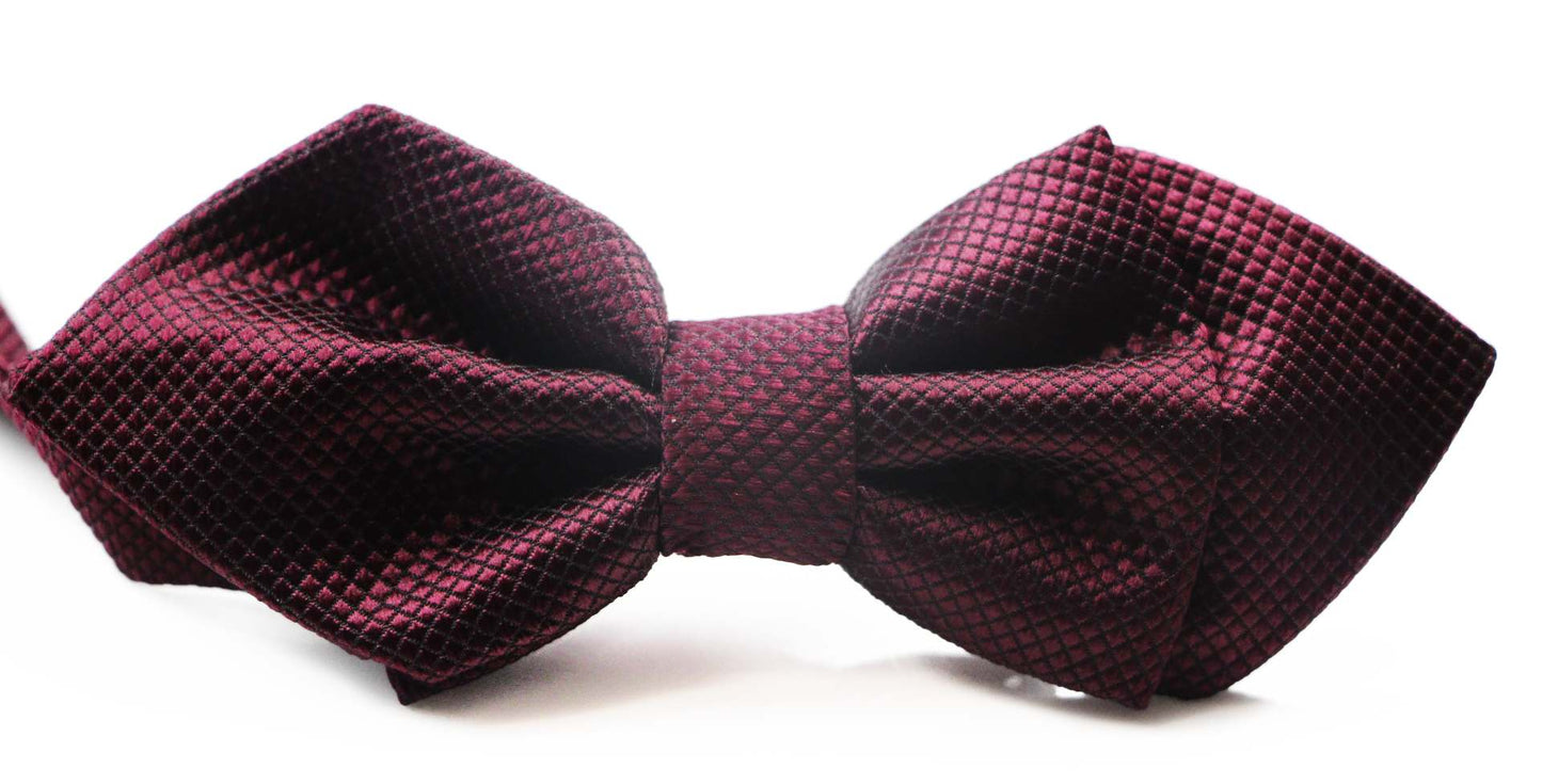 Mens Plum Diamond Shaped Checkered Bow Tie