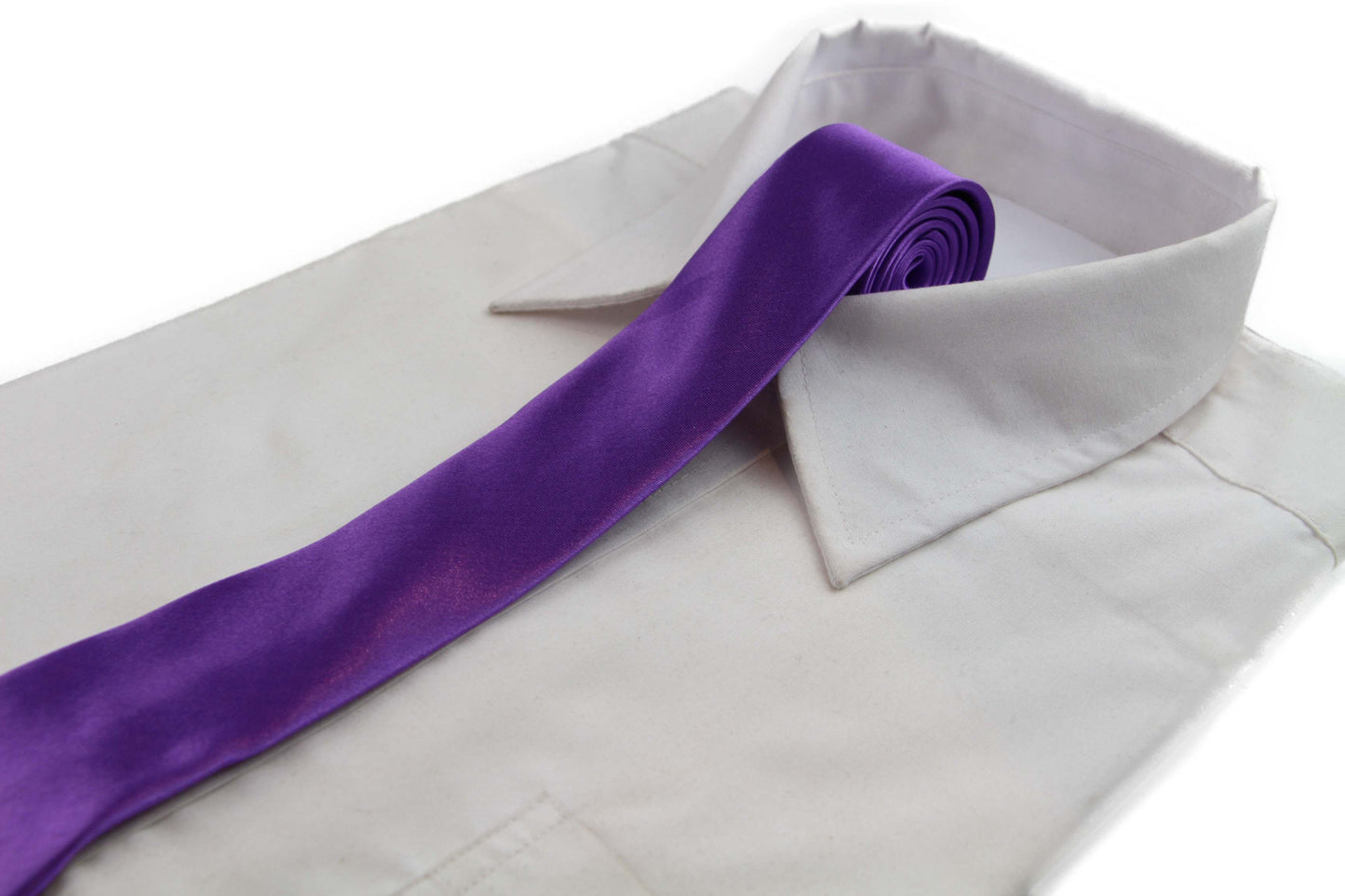 Mens Purple 5cm Skinny Plain Neck Tie