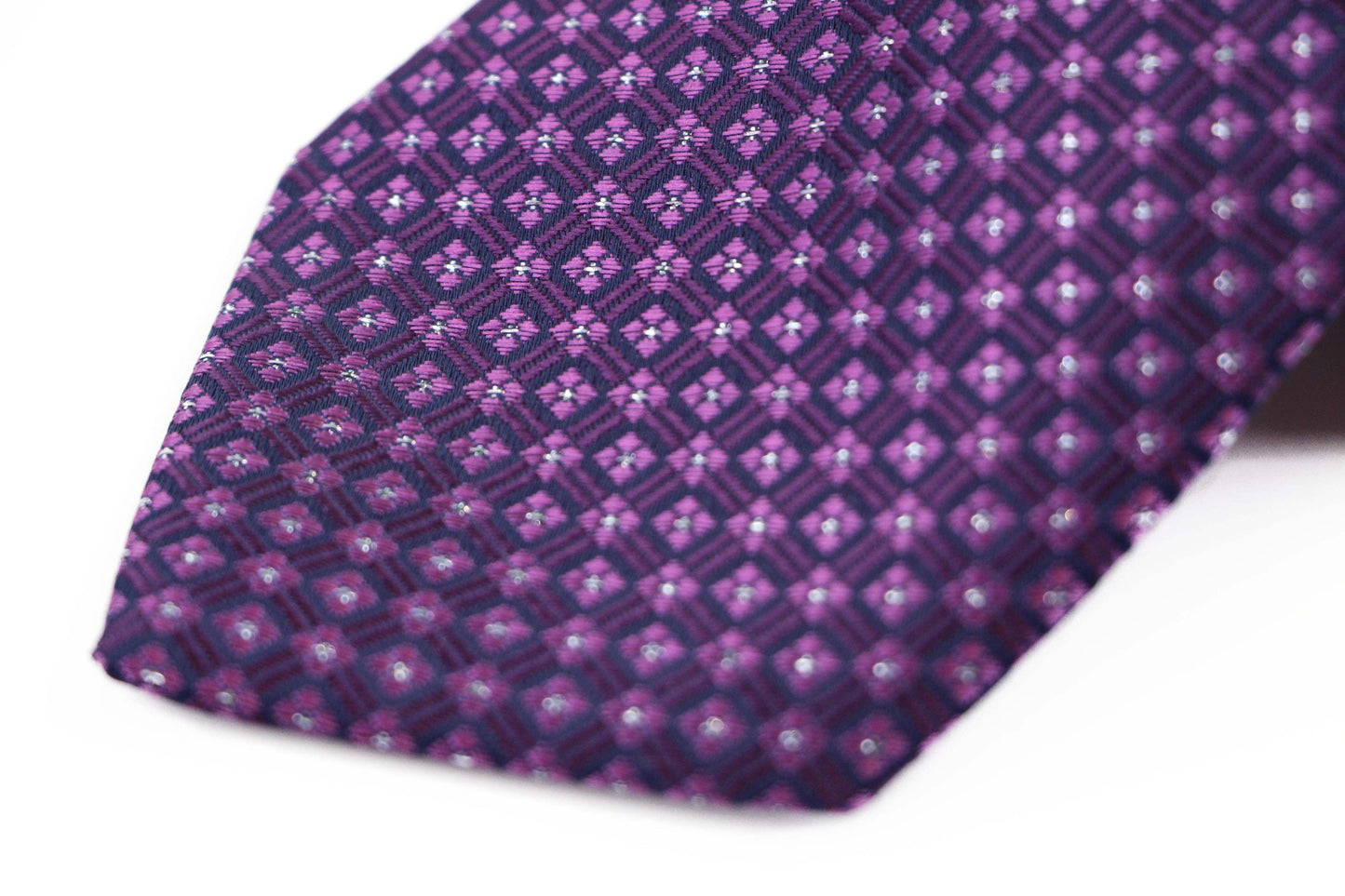Mens Purple Cubes & Squares 8cm Patterned Neck Tie