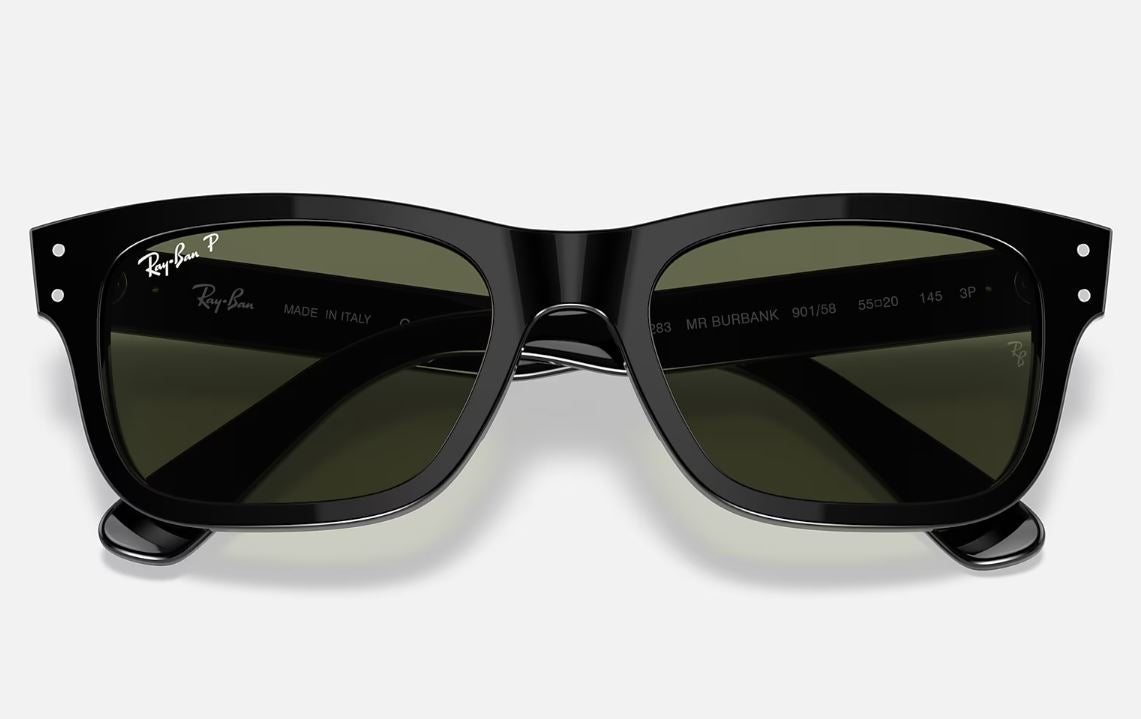 Mens Ray Ban Polarised Sunglasses Rb2283 Burbank Polished Black/Green Sunnies- M