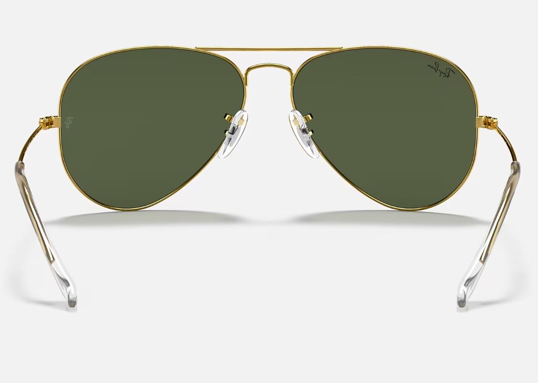 Mens Ray Ban Sunglasses Rb3025 Aviator Classic Polished Gold/ Green Sunnies