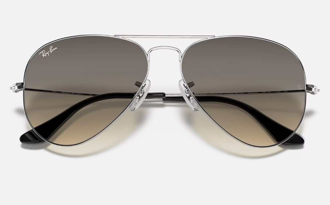 Mens Ray Ban Sunglasses Rb3025 Aviator Gradient Sliver/ Light Grey Sunnies - Xl