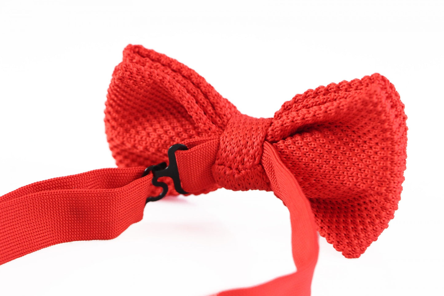 Mens Red Cross-Hatched Knitted Bow Tie