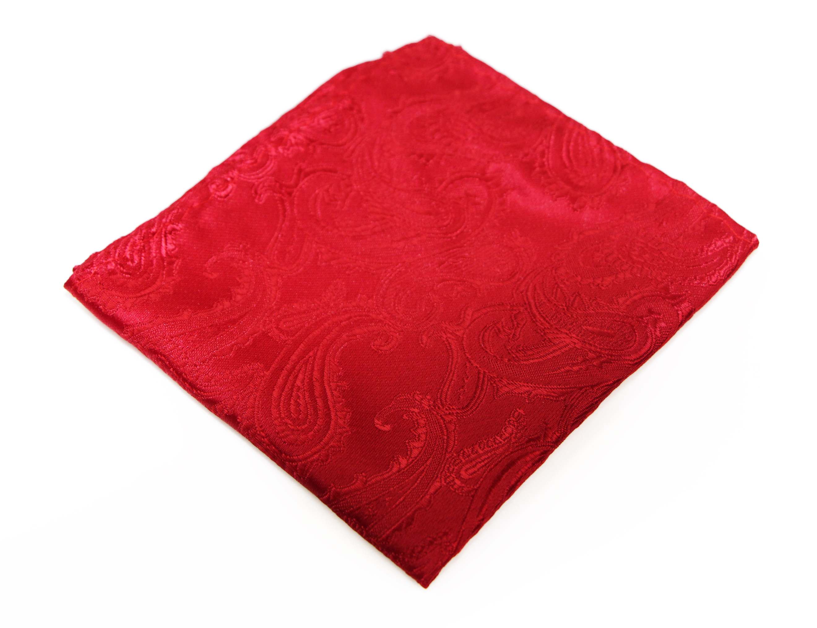 Deep Red Paisley Mens Necktie & Pocket Square