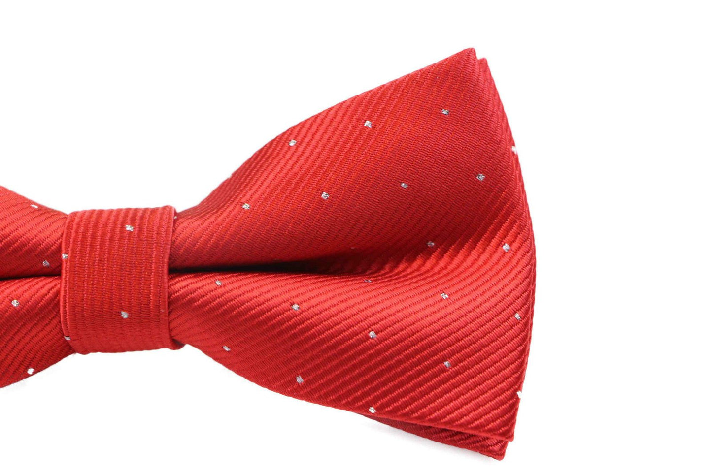 Mens Red With Silver Stars Matching Bow Tie & Pocket Square Set