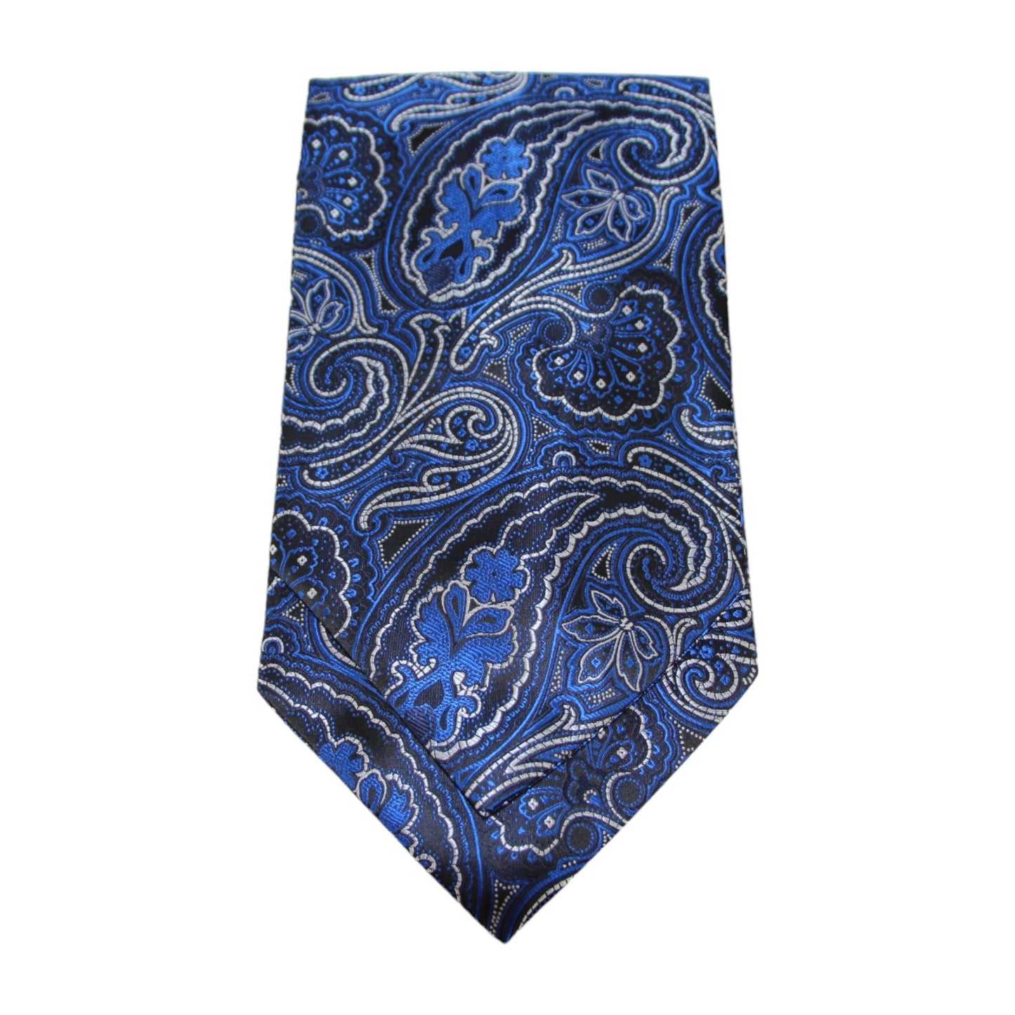 Mens Royal Blue, Black & Silver Paisley Cravat