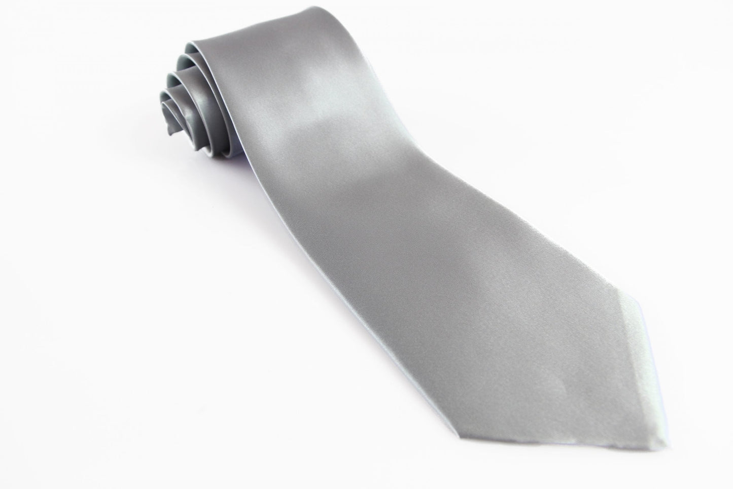 Mens Silver 10cm Plain Neck Tie