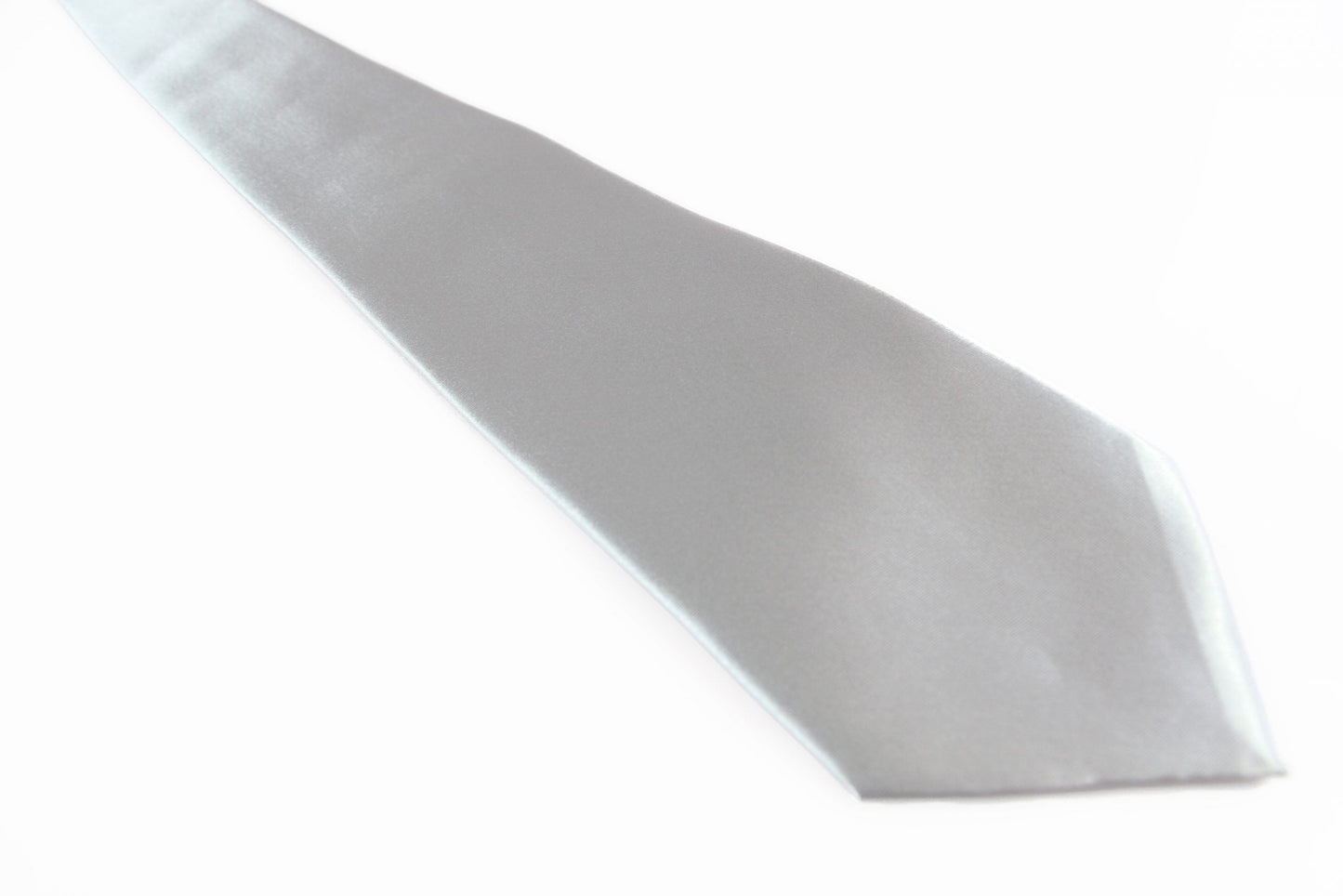 Mens Silver 10cm Plain Neck Tie