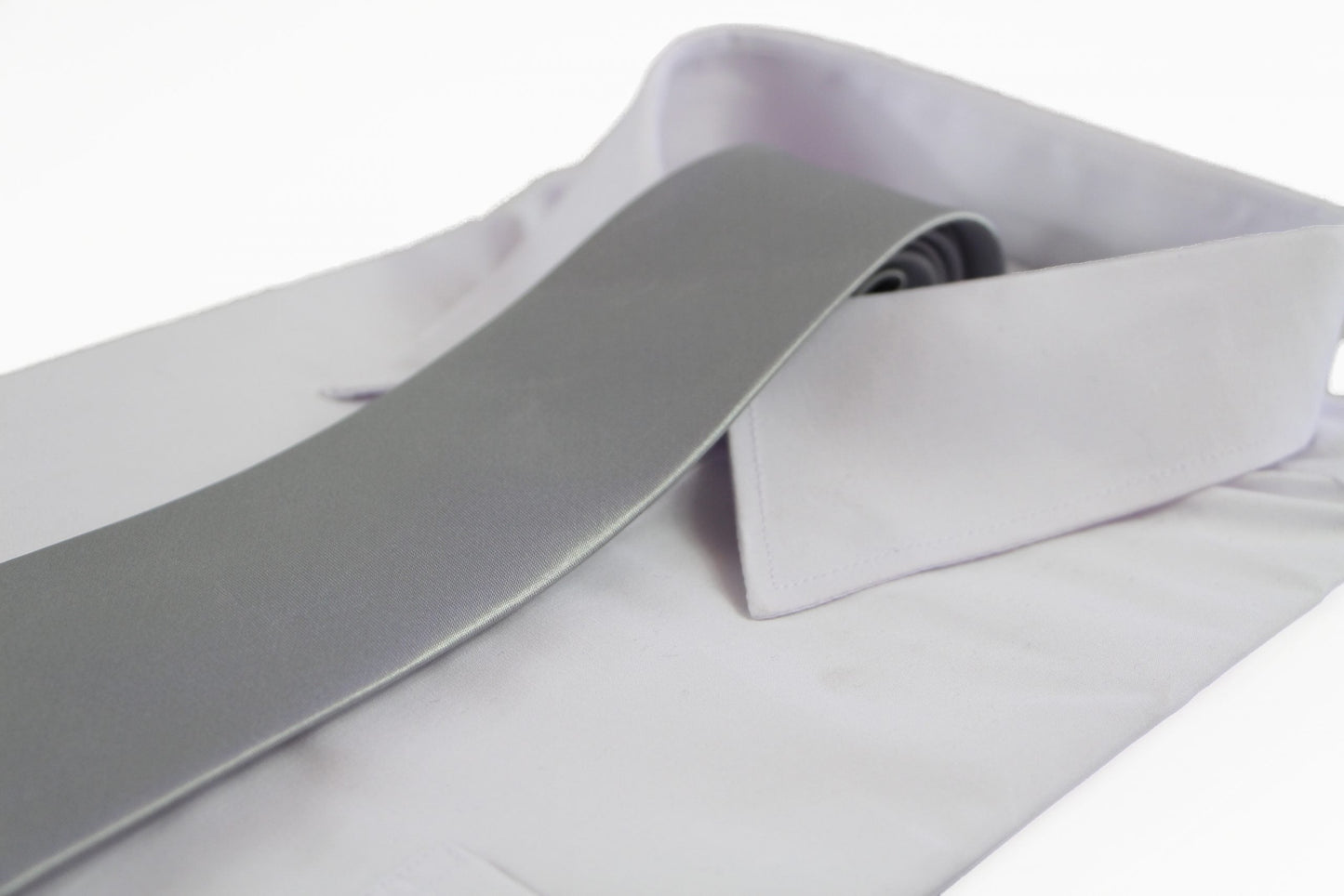 Mens Silver 10cm Plain Neck Tie