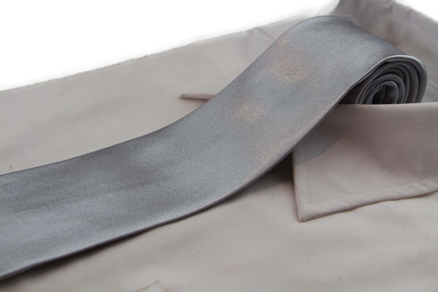 Mens Silver 8cms Plain Neck Tie