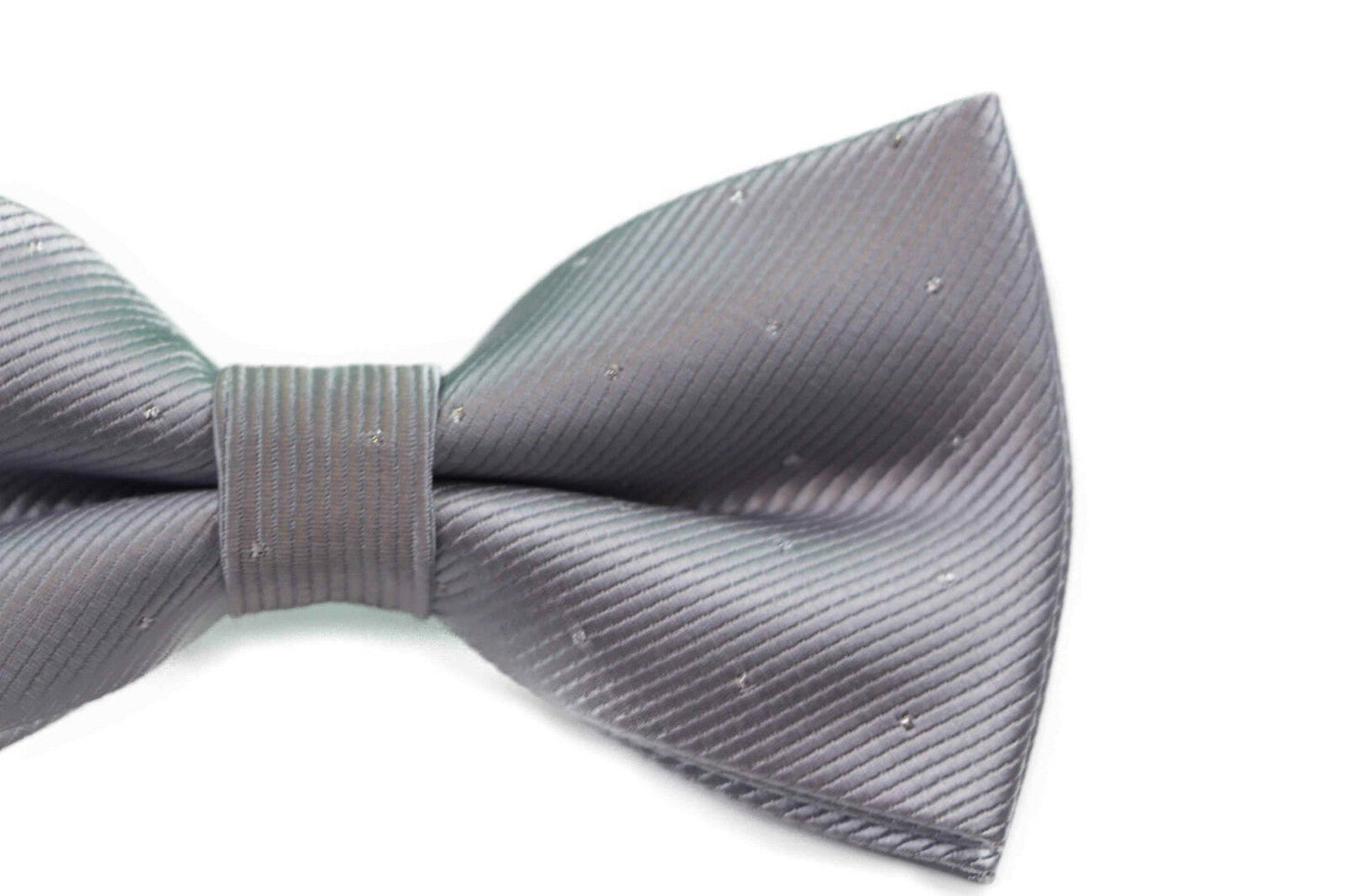 Mens Silver With Silver Stars Matching Bow Tie & Pocket Square Set